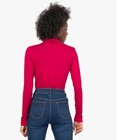tee-shirt femme uni avec col roule et manches longues rouge t-shirts manches longuesB417901_3