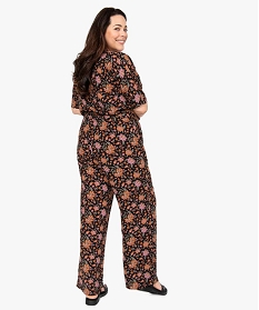 combinaison pantalon femme grande taille a motifs fleuris et haut cache-cour imprime pantalons et jeansB422901_3