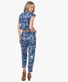 combinaison pantalon femme imprimee avec ceinture brunB423001_3