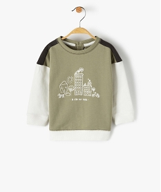 sweat bebe garcon tricolore avec motif dessine vert pulls gilets et sweatsB423201_4