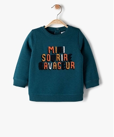 sweat bebe garcon imprime en molleton bleu sweatsB423501_1