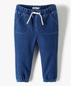 pantalon bebe garcon en maille souple bleu jeansB424901_1