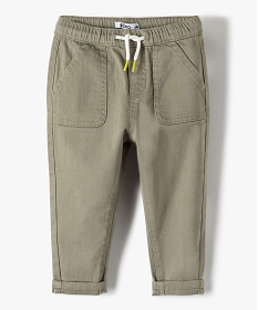 pantalon bebe garcon en toile avec larges poches plaquees vert pantalons et jeansB425101_1