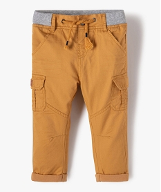 pantalon bebe garcon coupe battle a revers et taille elastiquee jaune pantalons et jeansB425501_1