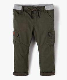 pantalon bebe garcon coupe battle a revers et taille elastiquee vert pantalons et jeansB425601_1