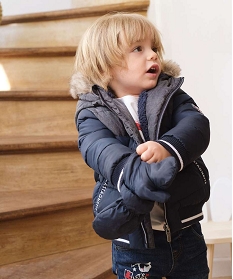 blouson bebe garcon avec moufles amovibles - lulu castagnette bleuB427701_1