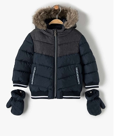 blouson bebe garcon avec moufles amovibles - lulu castagnette bleu manteaux blousonsB427701_2