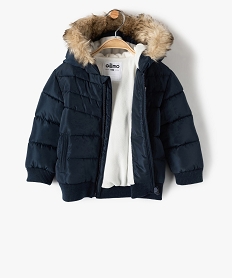 blouson bebe garcon matelasse a capuche chaude bleu manteaux blousonsB428201_2