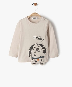 tee-shirt bebe garcon avec motif chien en relief blanc tee-shirtsB430601_1