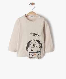 tee-shirt bebe garcon avec motif chien en relief blanc tee-shirts manches longuesB430601_1