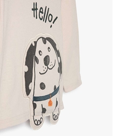 tee-shirt bebe garcon avec motif chien en relief blanc tee-shirts manches longuesB430601_2