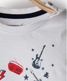 tee-shirt bebe garcon avec motifs rock - lulu castagnette blancB430701_2