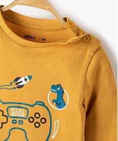 tee-shirt bebe garcon imprime fantaisie jauneB431701_2