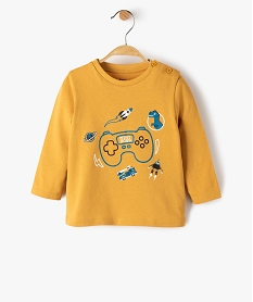 tee-shirt bebe garcon imprime fantaisie jauneB431701_4
