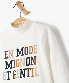tee-shirt bebe garcon imprime a col roule blanc tee-shirts manches longuesB432001_2