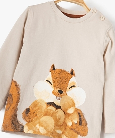 tee-shirt bebe garcon avec motif ecureuil beigeB432401_2