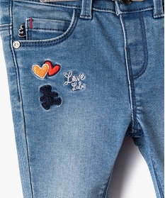 jean bebe fille slim avec ceinture pailletee - lulu castagnette gris pantalons et jeansB435101_2