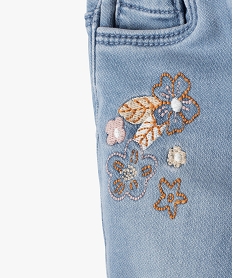 jean bebe fille slim avec fleurs brodes gris pantalons et jeansB435301_3