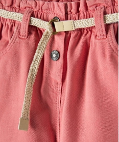 pantalon bebe fille en toile avec ceinture tressee rose pantalons et jeansB435601_2