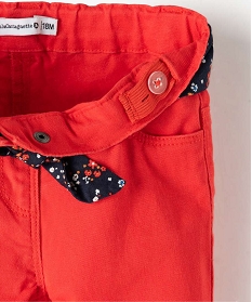 pantalon bebe fille a ceinture fleurie - lulu castagnette rouge pantalons et jeansB435701_2