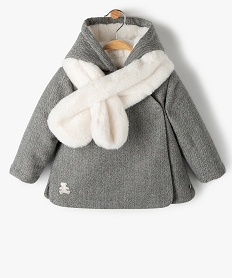 manteau bebe fille avec echarpe douce - lulu castagnette grisB436201_1