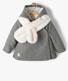 manteau bebe fille avec echarpe douce - lulucastagnette gris manteauxB436201_1