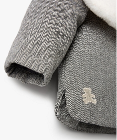 manteau bebe fille avec echarpe douce - lulu castagnette grisB436201_2