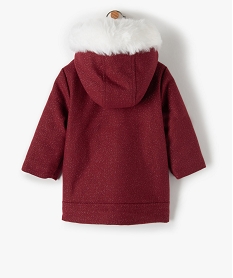 manteau bebe fille paillete a capuche chaude rougeB436401_4