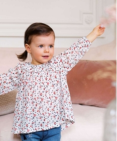 blouse bebe fille a motifs fleuris et rayures pailletees - lulu castagnette multicoloreB437301_1