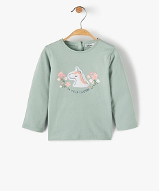 tee-shirt bebe fille a manches longues avec motif licorne bleuB444801_4