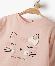 tee-shirt bebe fille avec motif chat roseB445201_2
