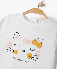 tee-shirt bebe fille avec motif chat blancB445301_2