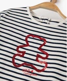 tee-shirt bebe fille a rayures et motif sequins - lulu castagnette imprimeB445401_3