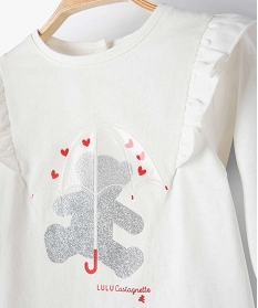 tee-shirt bebe fille avec motifs paillete – lulucastagnette blanc tee-shirts manches longuesB445901_3
