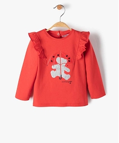 GEMO Tee-shirt bébé fille avec motifs pailleté - Lulu Castagnette Rouge
