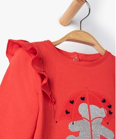 tee-shirt bebe fille avec motifs paillete - lulu castagnette rouge tee-shirtsB446001_3