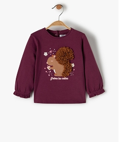 tee-shirt bebe fille a manches longues avec motif en relief roseB446401_1