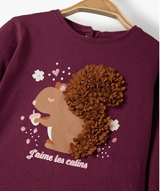 tee-shirt bebe fille a manches longues avec motif en relief roseB446401_2