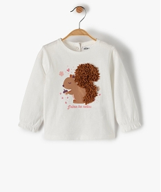 tee-shirt bebe fille a manches longues avec motif en relief roseB446401_4