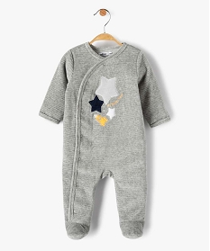pyjama bebe garcon avec motifs etoiles et fusee gris pyjamas ouverture devantB448901_1