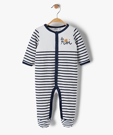 GEMO Pyjama bébé garçon en velours à rayures sur lavant Imprimé
