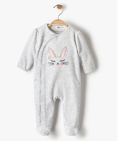 GEMO Pyjama bébé fille en velours avec motif lapin Gris