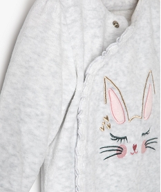 pyjama bebe fille en velours avec motif lapin grisB449501_2