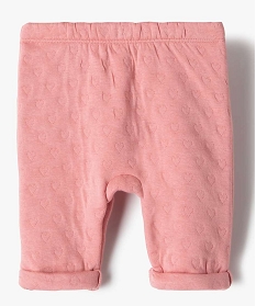 pantalon bebe fille en maille effet matelasse rose leggingsB453501_3