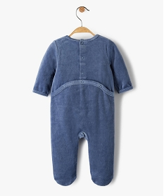 pyjama bebe garcon en velours avec inscription brodee bleuB454001_3