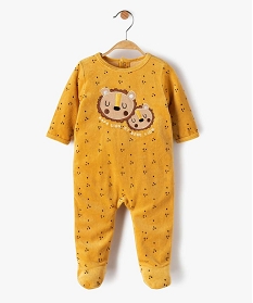pyjama dors-bien bebe garcon en velours avec motifs lions jaune pyjamas veloursB454201_1