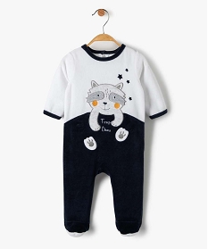 pyjama bebe en velours avec motif petit loup blancB454401_1