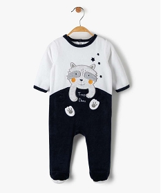 pyjama bebe en velours avec motif petit loup blanc pyjamas veloursB454401_1