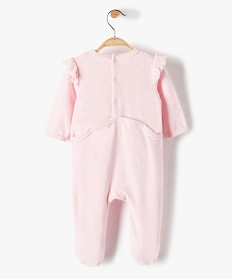pyjama bebe fille en velours avec volants sur les epaules roseB454601_4