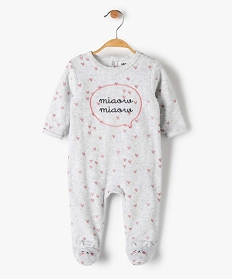 GEMO Pyjama bébé fille en velours avec motifs cours Gris